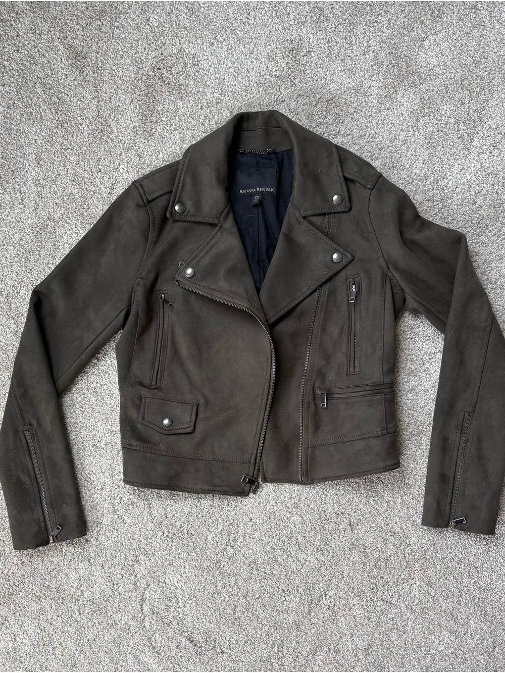 Banana Republic Olive Green Suede Moto Jacket
